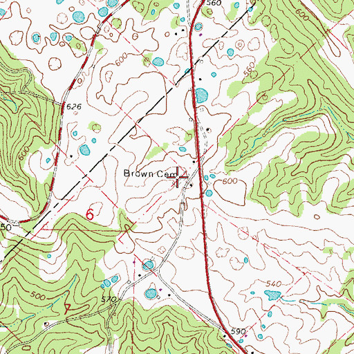 Topographic Map of Brown Cemetery, MO