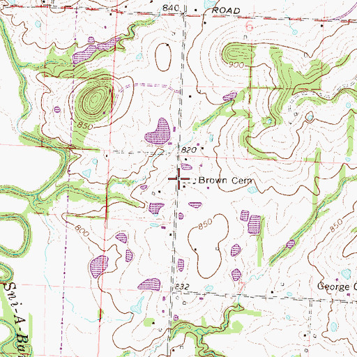 Topographic Map of Brown Cemetery, MO