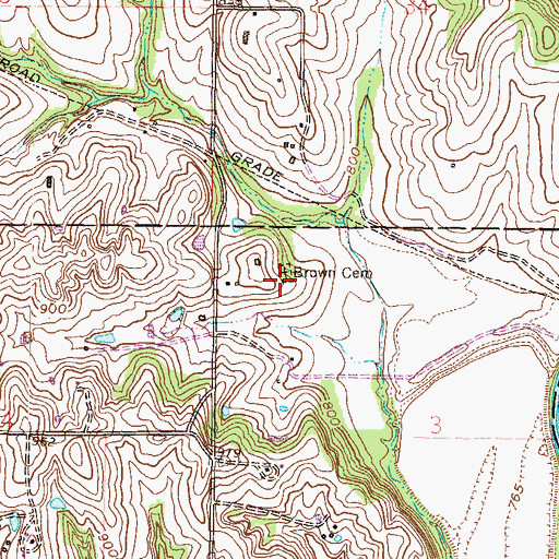 Topographic Map of Brown Cemetery, MO