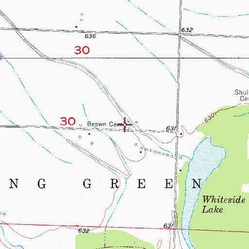 Topographic Map of Brown Cemetery, MO
