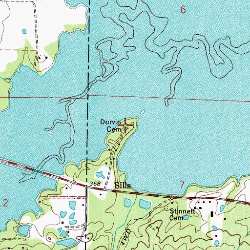 Topographic Map of Durvin Cemetery, AR