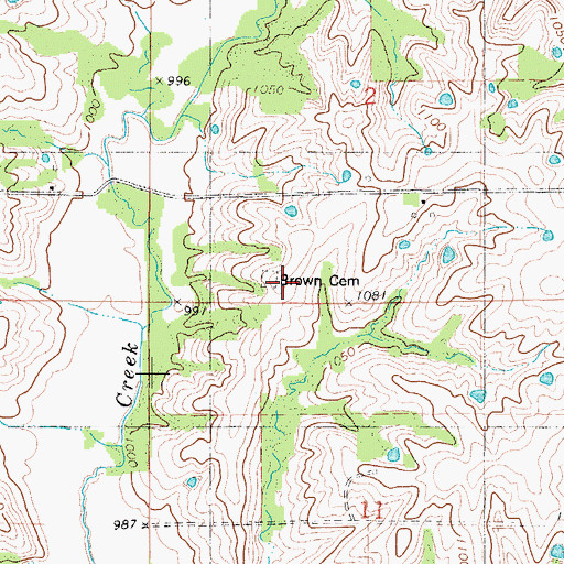 Topographic Map of Brown Cemetery, MO