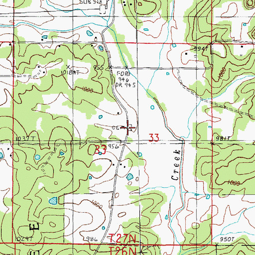 Topographic Map of Brown Cemetery, MO