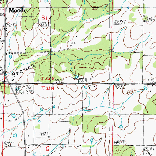 Topographic Map of Brown Chapel (historical), MO