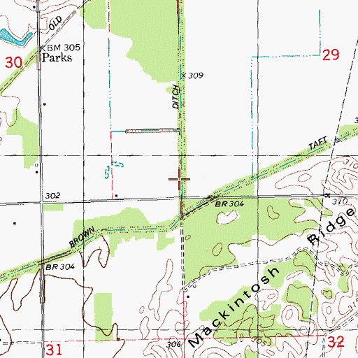 Topographic Map of Brown Ditch, MO