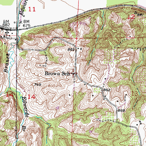 Topographic Map of Brown School (historical), MO