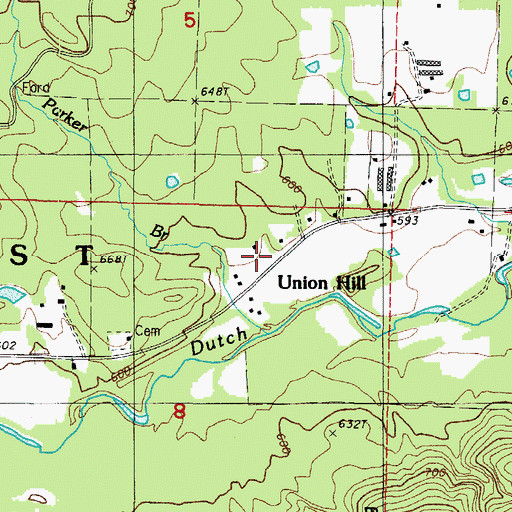 Topographic Map of Dutch Creek School, AR