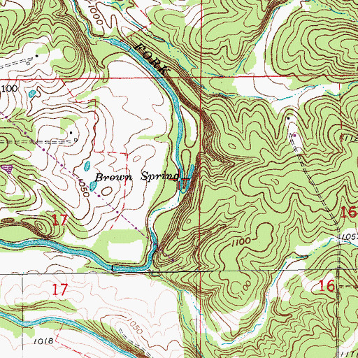 Topographic Map of Brown Spring, MO