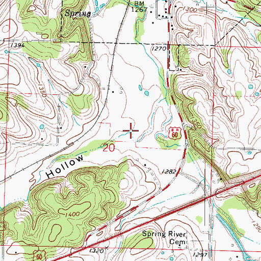 Topographic Map of Browning Hollow, MO