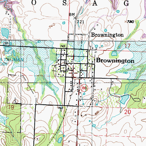 Topographic Map of Brownington, MO