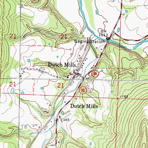 Topographic Map of Dutch Mills, AR