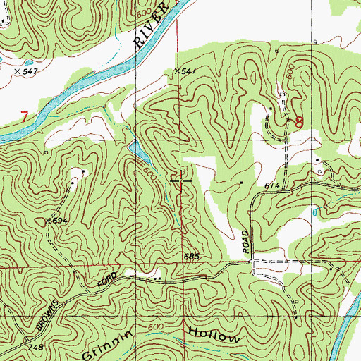 Topographic Map of Browns School, MO