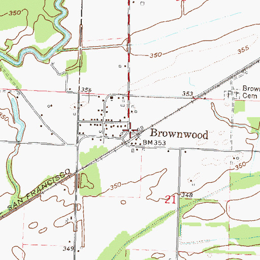 Topographic Map of Brownwood, MO