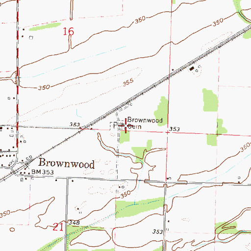 Topographic Map of Brownwood Cemetery, MO