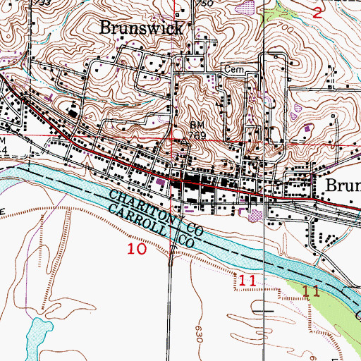 Topographic Map of Brunswick, MO