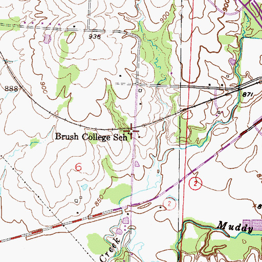 Topographic Map of Brush College School (historical), MO