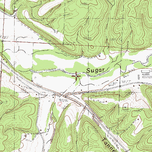 Topographic Map of Brush Creek, MO