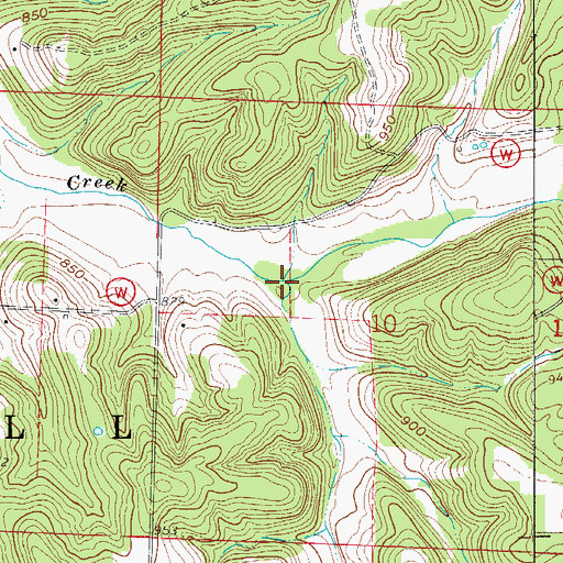 Topographic Map of Brush Creek, MO