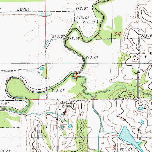 Topographic Map of Brush Creek, MO