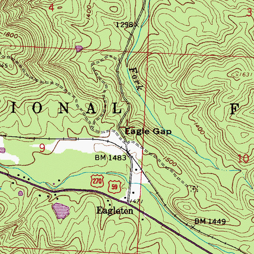 Topographic Map of Eagle Gap, AR
