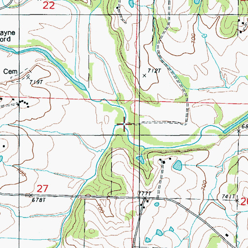 Topographic Map of Brush Creek, MO