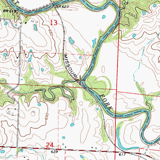 Topographic Map of Brush Creek, MO