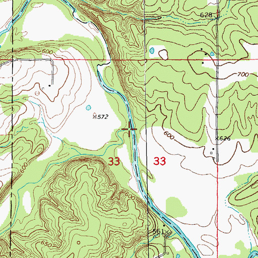 Topographic Map of Brush Creek, MO