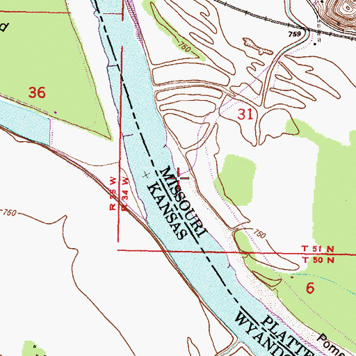 Topographic Map of Brush Creek, MO