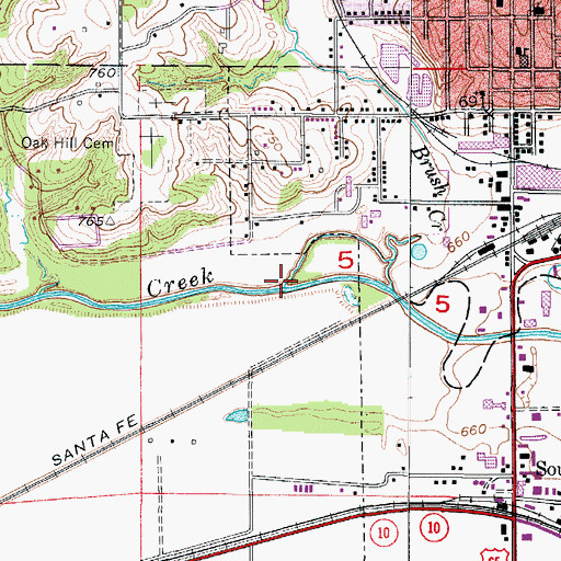 Topographic Map of Brush Creek, MO