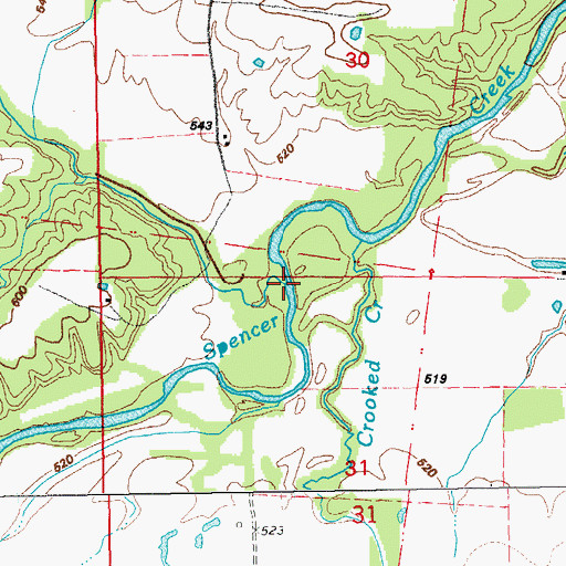 Topographic Map of Brush Creek, MO