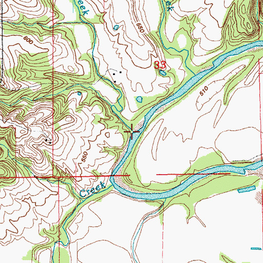 Topographic Map of Brush Creek, MO