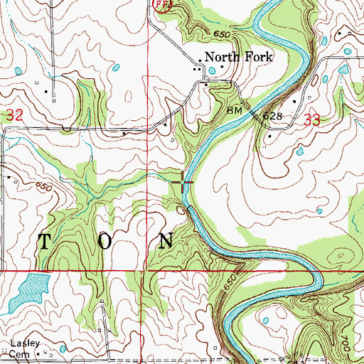 Topographic Map of Brush Creek, MO