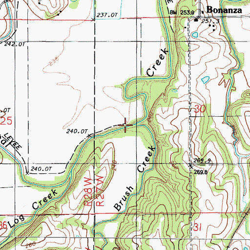 Topographic Map of Brush Creek, MO
