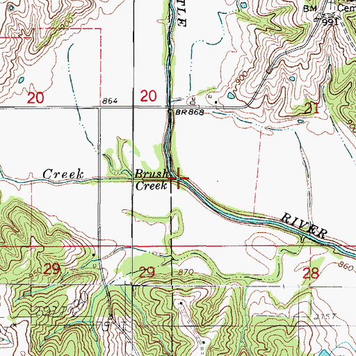 Topographic Map of Brush Creek, MO
