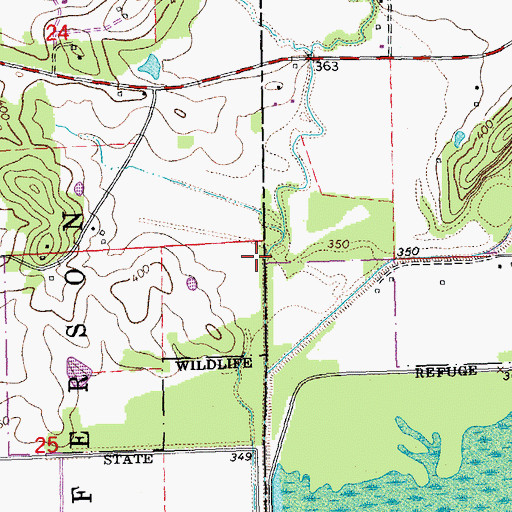Topographic Map of Brush Creek, MO