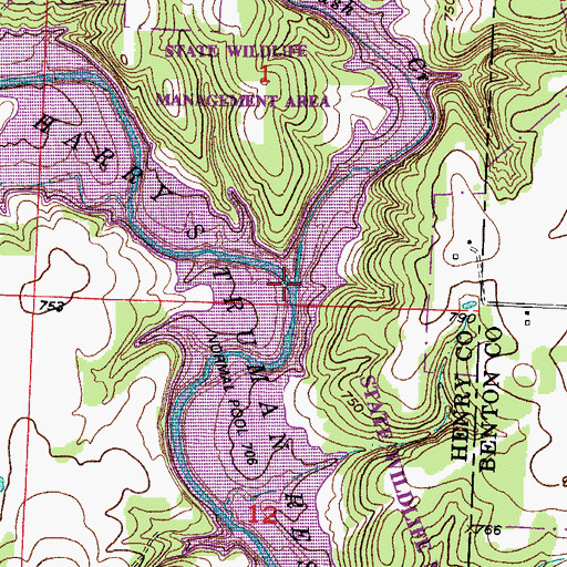 Topographic Map of Brush Creek, MO