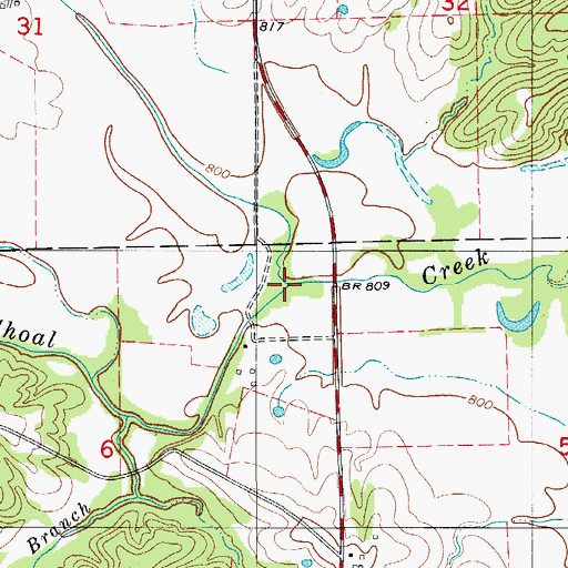 Topographic Map of Brush Creek, MO