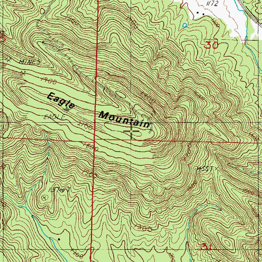 Topographic Map of Eagle Mountain, AR