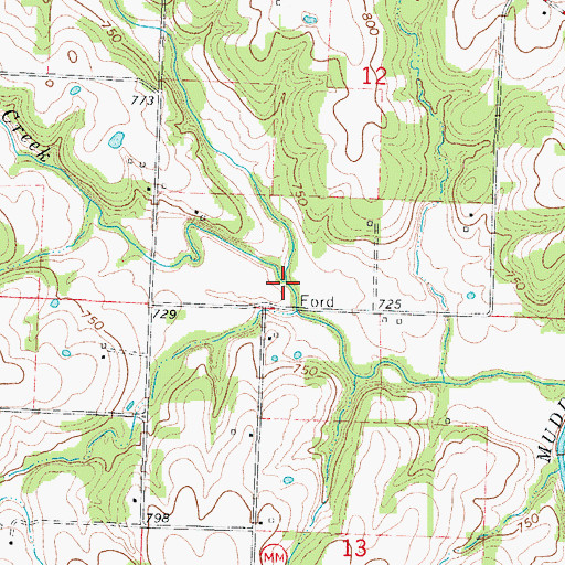Topographic Map of Brushy Creek, MO