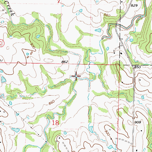 Topographic Map of Brushy Creek, MO
