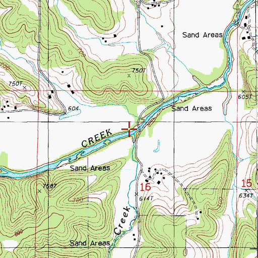 Topographic Map of Brushy Creek, MO