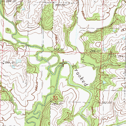Topographic Map of Brushy Creek, MO