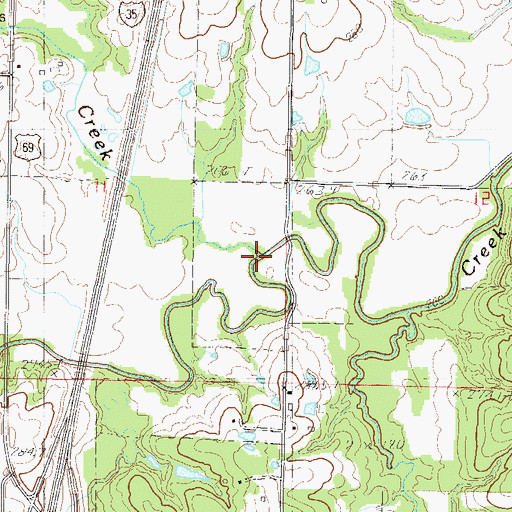 Topographic Map of Brushy Creek, MO