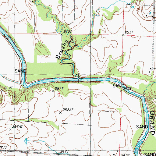 Topographic Map of Brushy Creek, MO