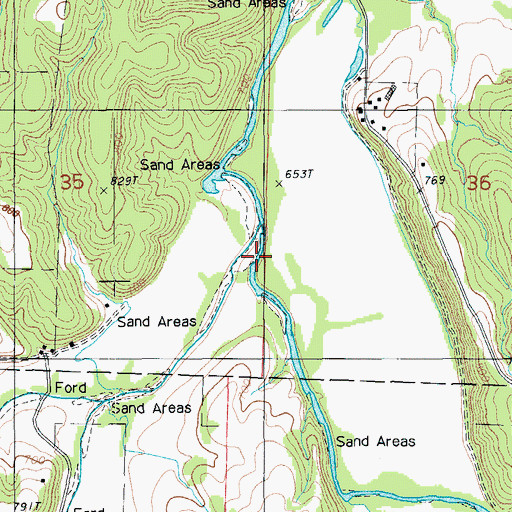 Topographic Map of Brushy Fork, MO