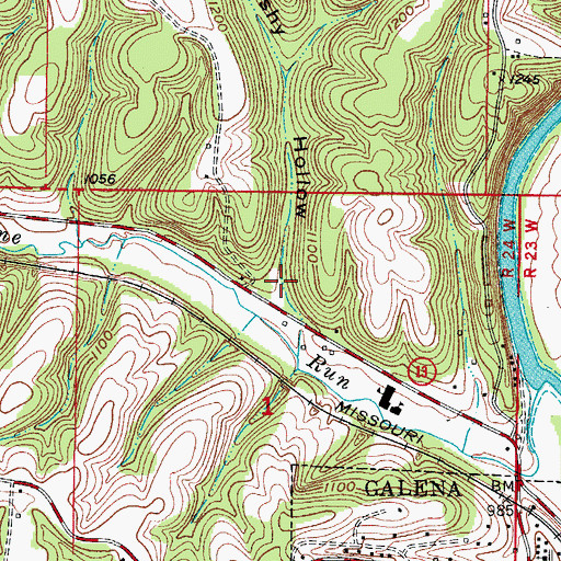 Topographic Map of Brushy Hollow, MO