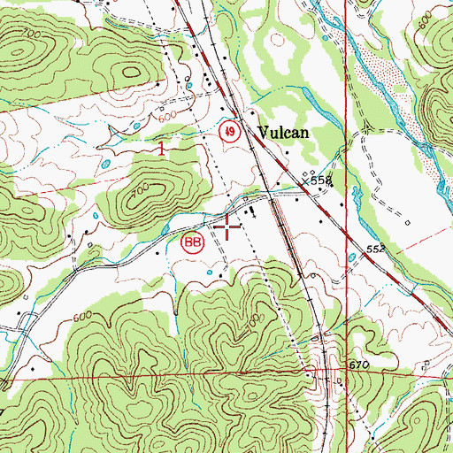 Topographic Map of Brushy Hollow, MO