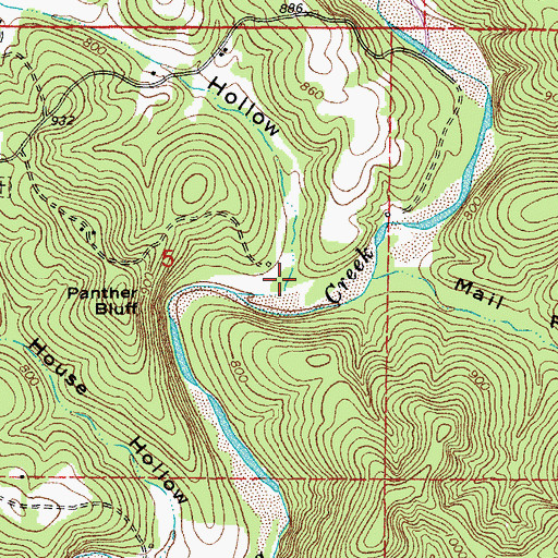 Topographic Map of Brushy Hollow, MO
