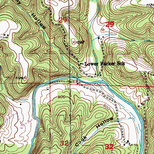 Topographic Map of Brushy Hollow, MO