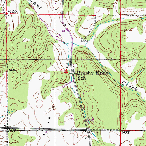 Topographic Map of Brushy Knob School, MO